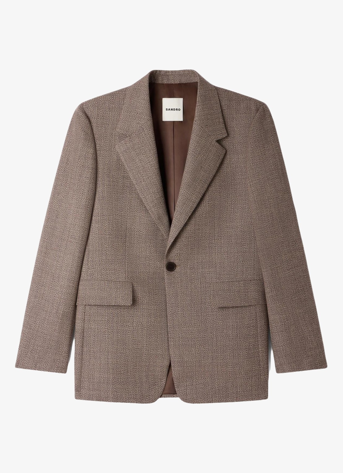 Sandro Regular fit colbert van scheerwol - voorkant brown / bruin