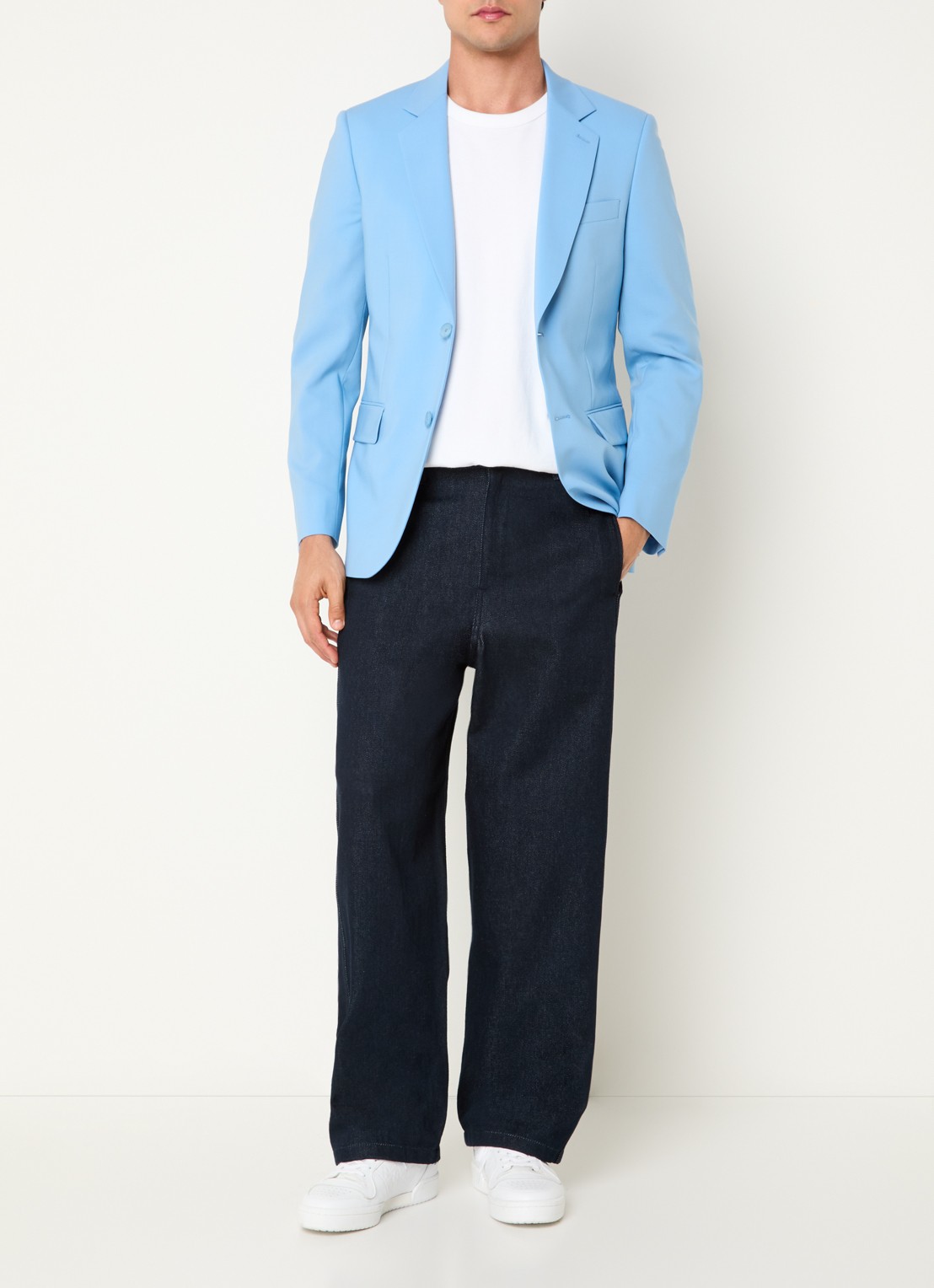 Sandro Regular fit colbert van wol  - voorkant 2 lichtblauw