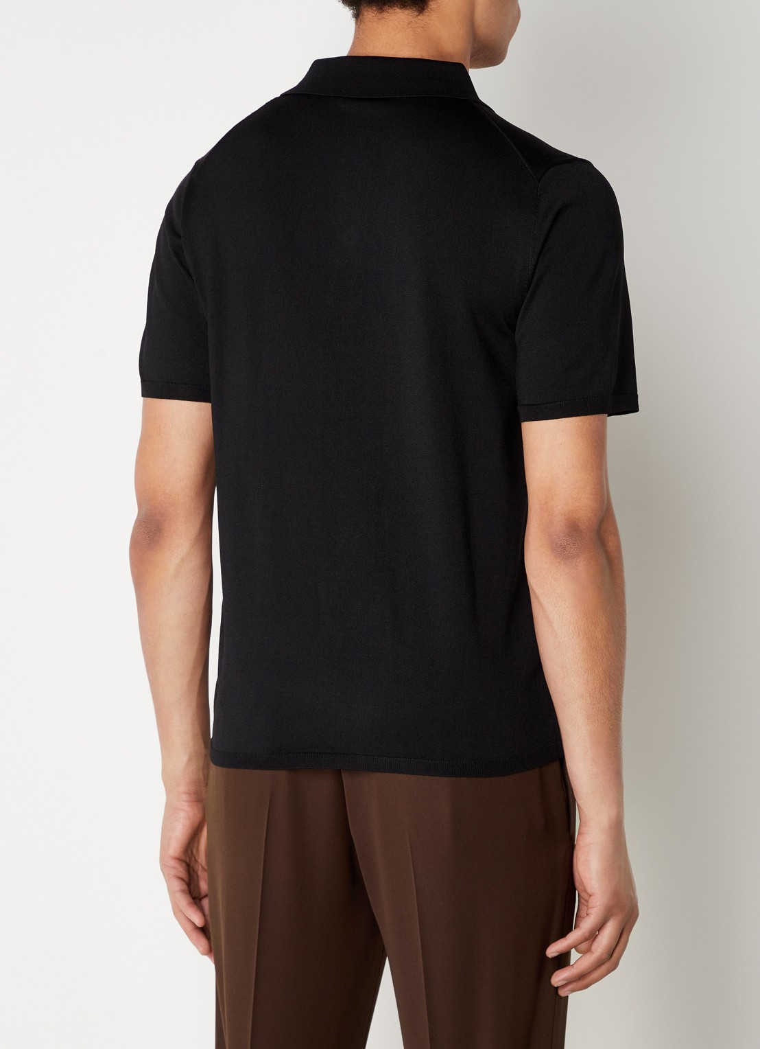 Sandro Regular fit fijngebreide polo met stretch  - achterkant 4 zwart
