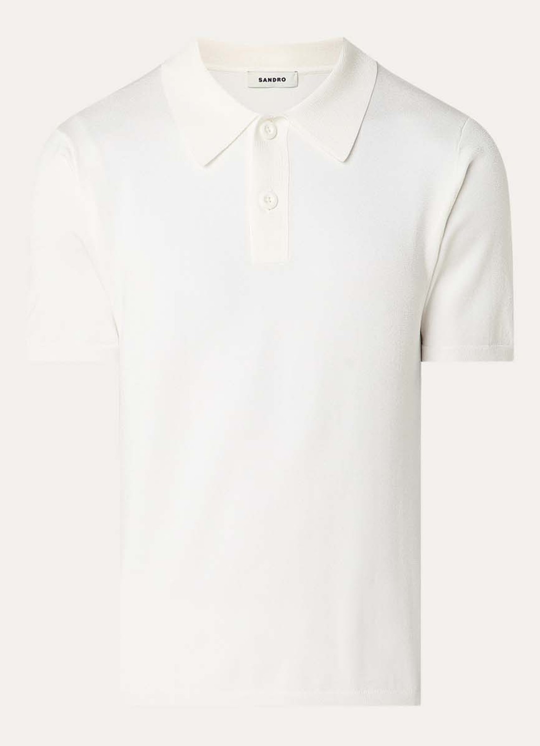 Sandro Regular fit fijngebreide polo met stretch  - voorkant 2 wit