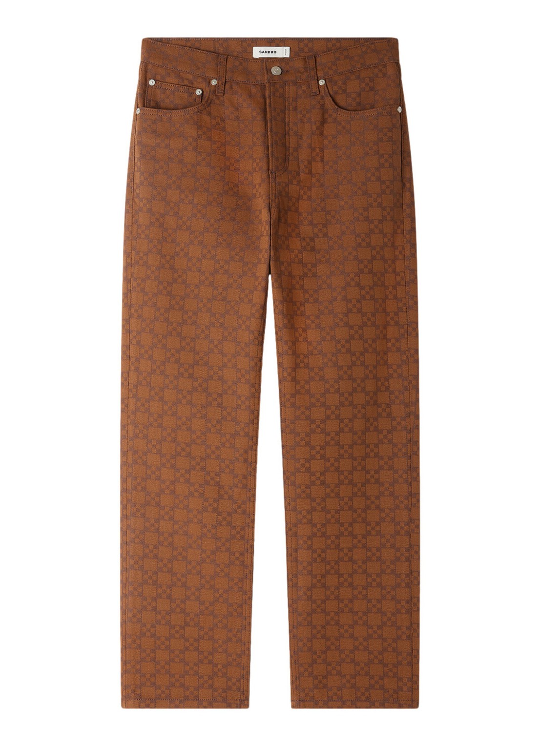 Sandro Regular fit jeans met gekleurde wassing en ruitdessin - voorkant camel