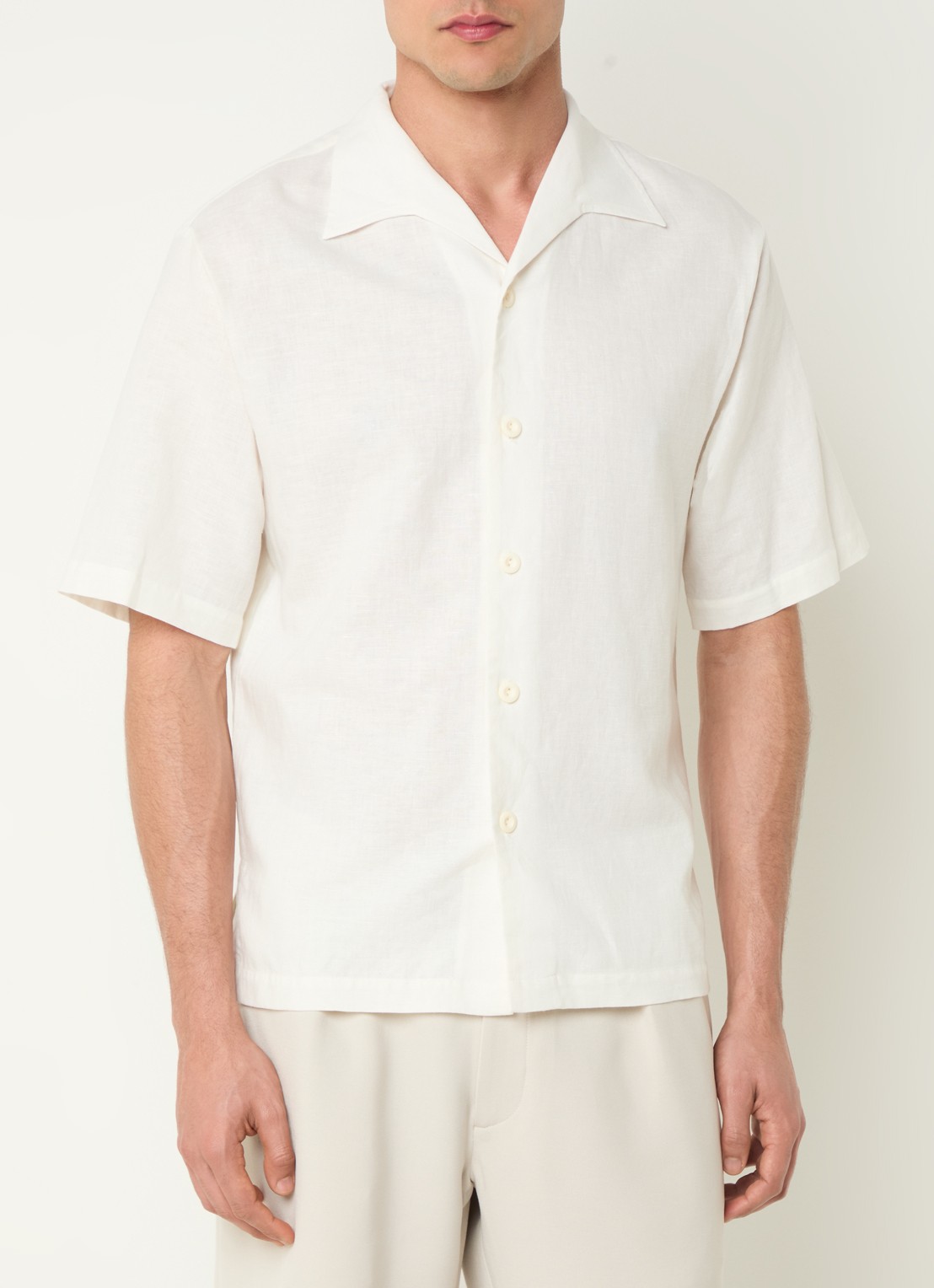 Sandro Regular fit overhemd in linnenblend - detail 4 gebroken wit