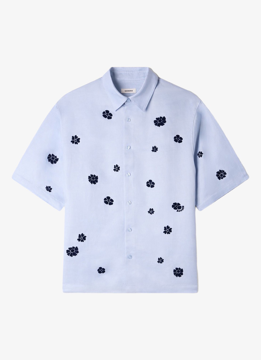 Sandro Regular fit overhemd met bloemenprint - voorkant lichtblauw
