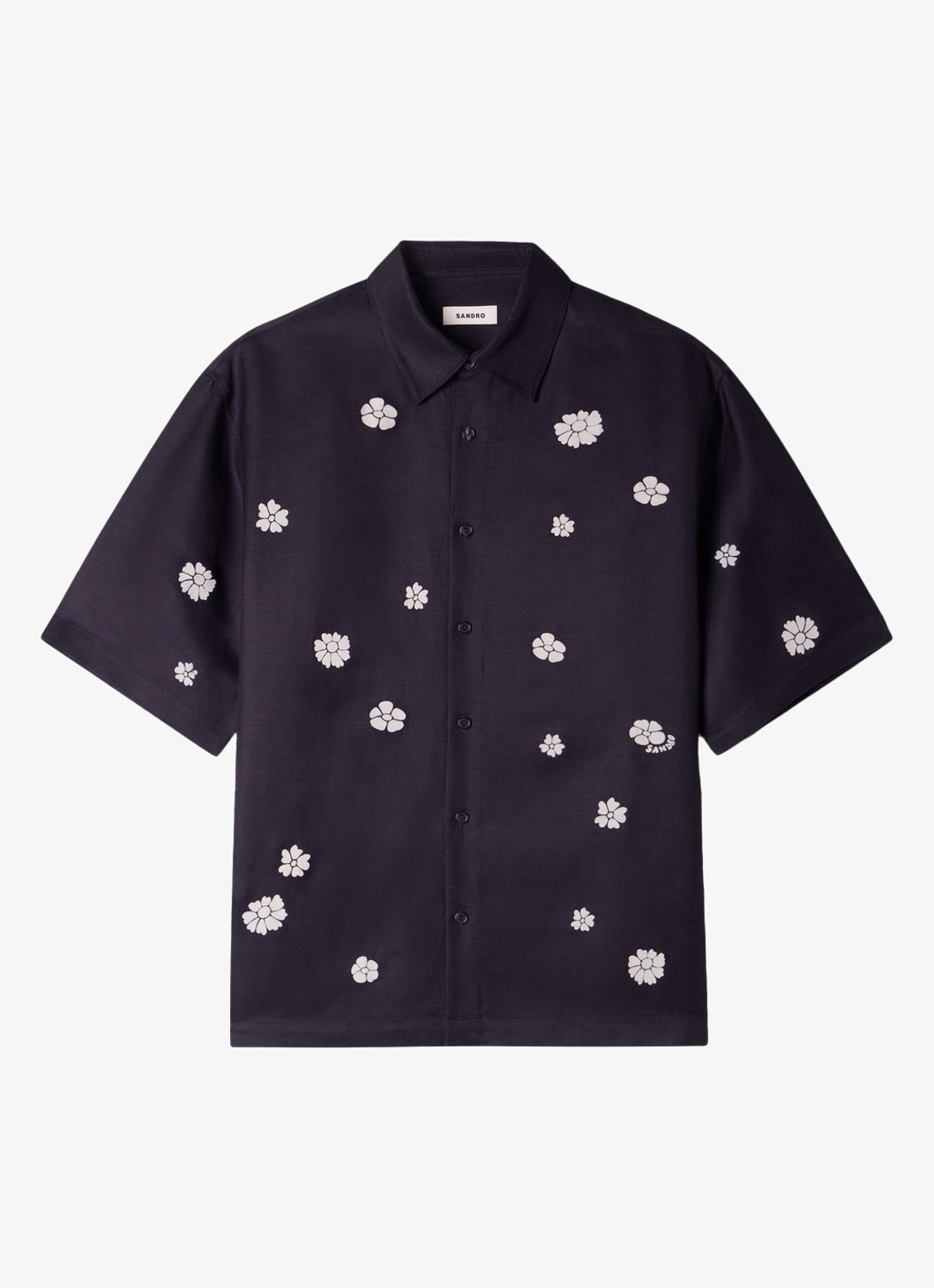 Sandro Regular fit overhemd met bloemenprint - voorkant 5 donkerblauw