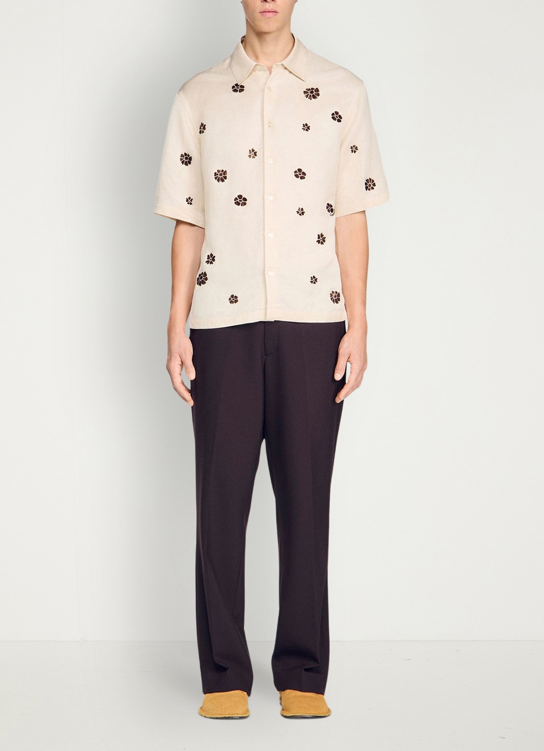 Sandro Regular fit overhemd met bloemenprint - detail 3 ivoor