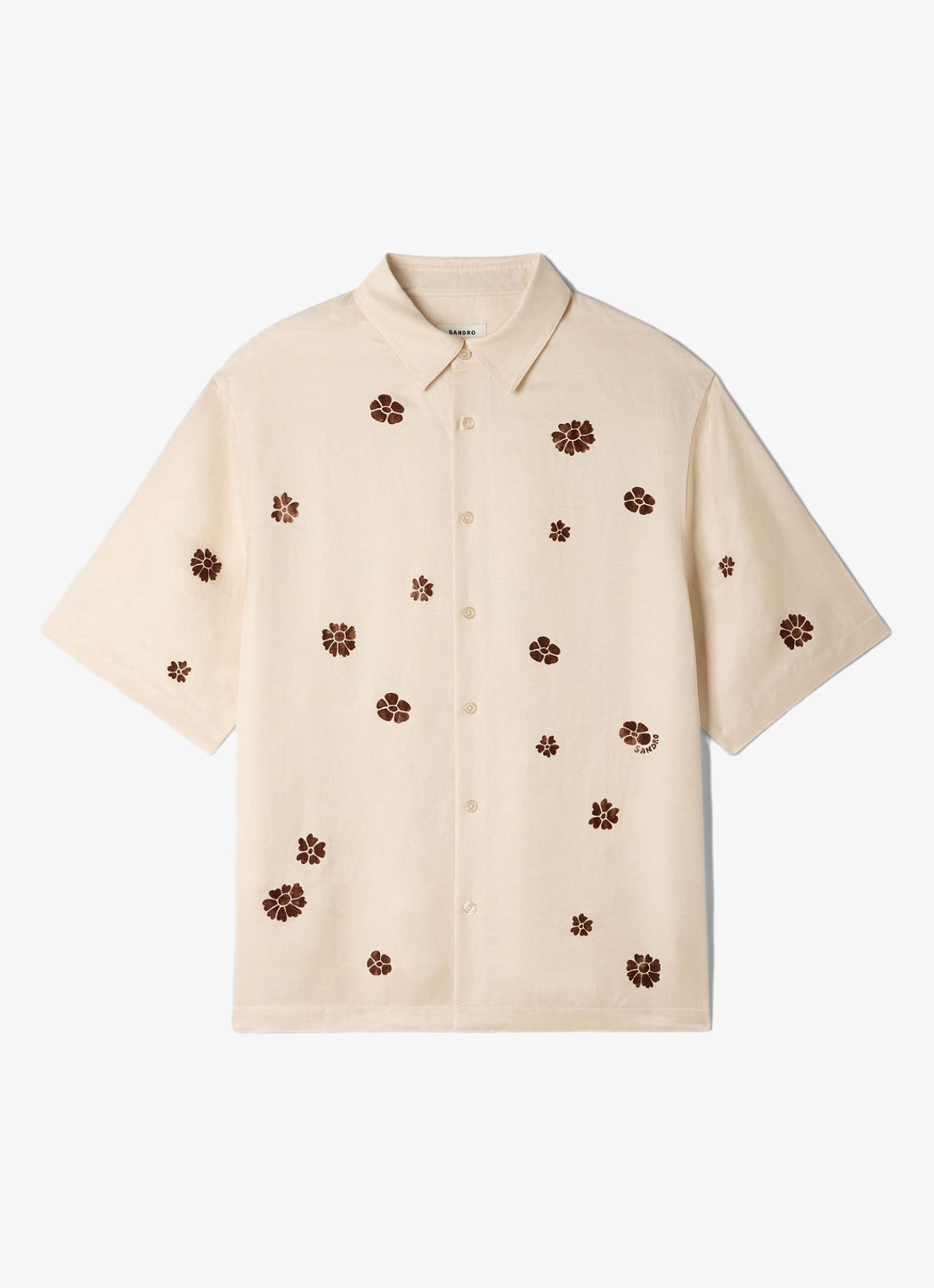 Sandro Regular fit overhemd met bloemenprint - voorkant 5 ivoor