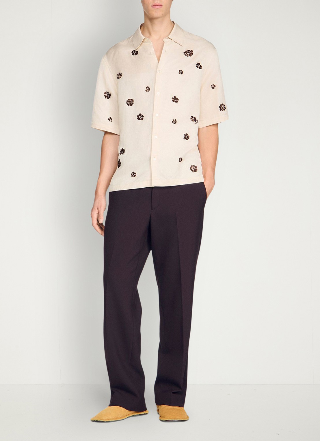 Sandro Regular fit overhemd met bloemenprint - voorkant 6 ivoor