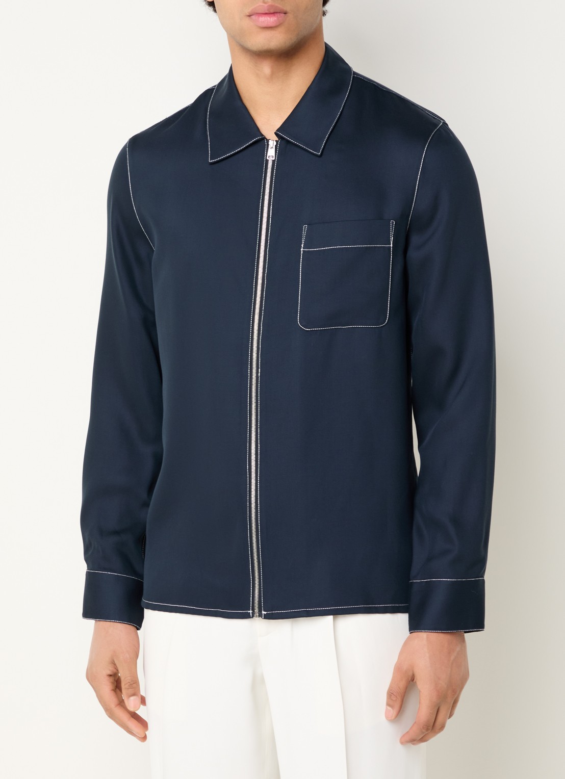Sandro Regular fit overhemd met borstzak - detail 3 donkerblauw