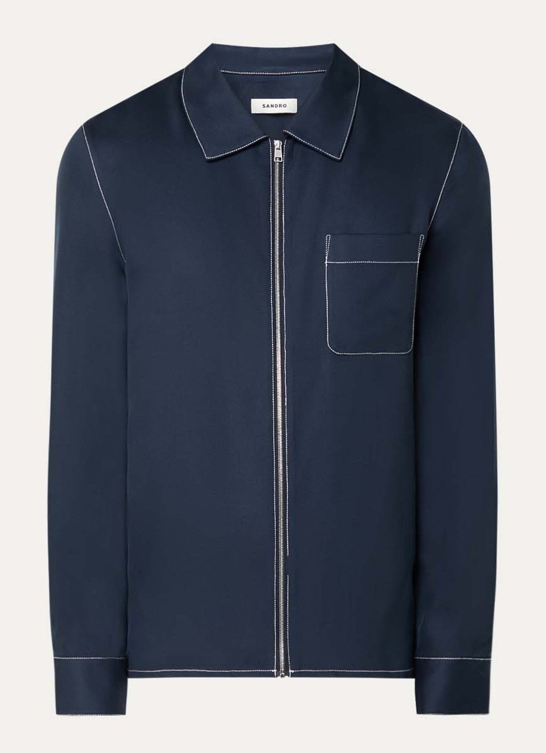 Sandro Regular fit overhemd met borstzak - voorkant donkerblauw