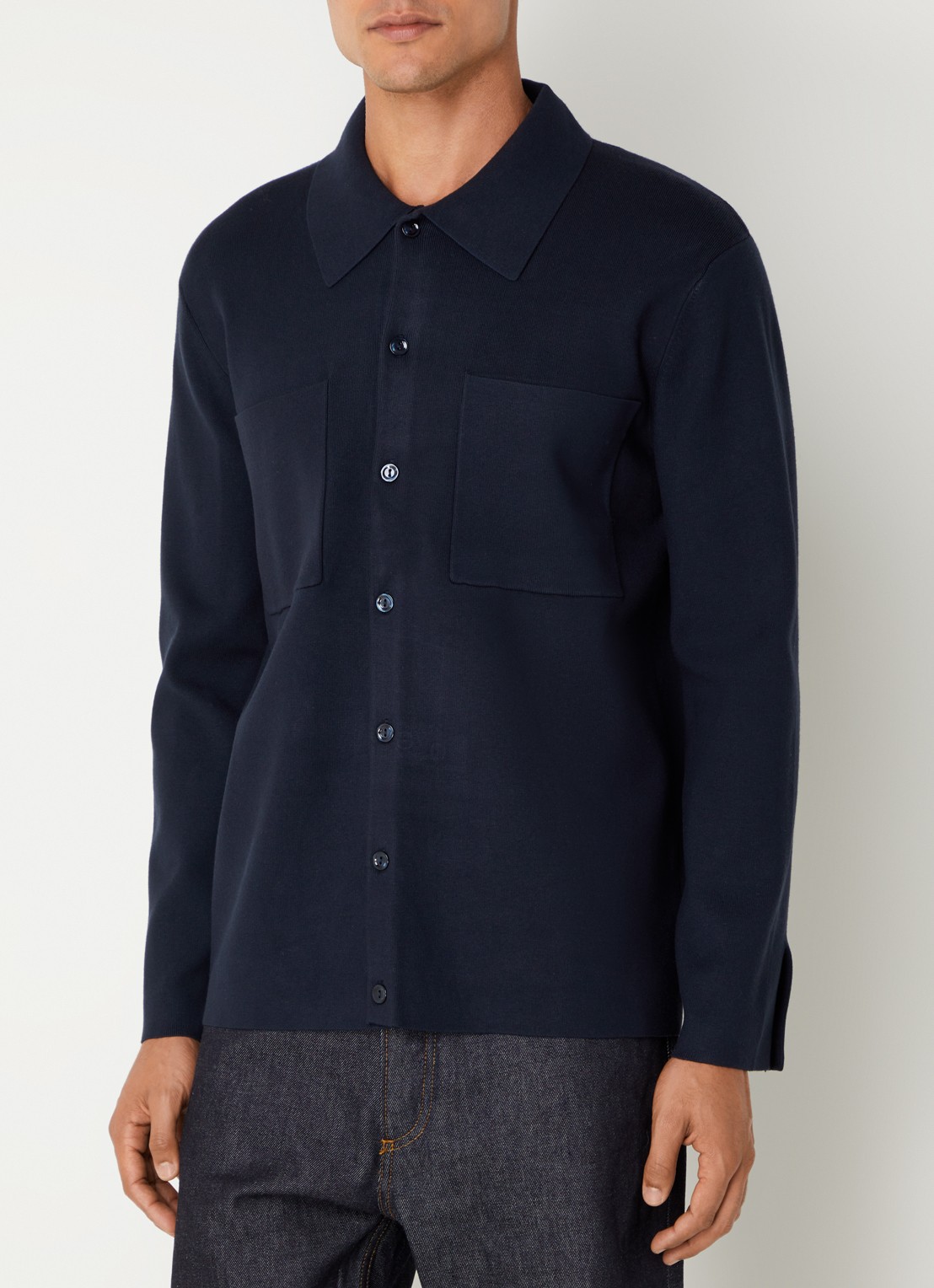 Sandro Regular fit overhemd met borstzakken - detail 4 donkerblauw