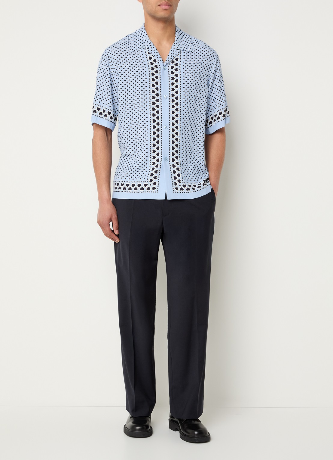 Sandro Regular fit overhemd met print - voorkant 2 blauwgrijs