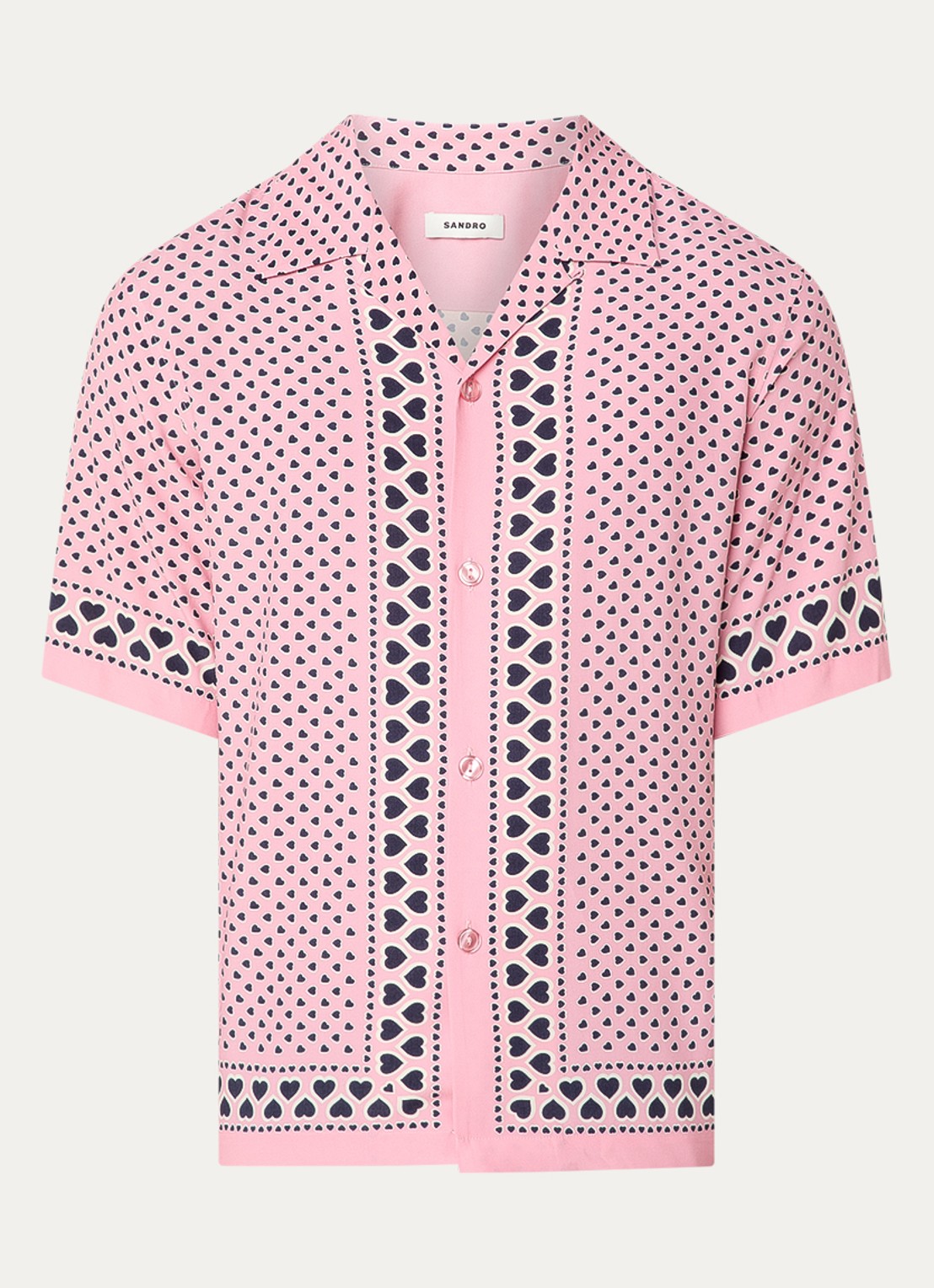 Sandro Regular fit overhemd met print - voorkant 3 koraalroze