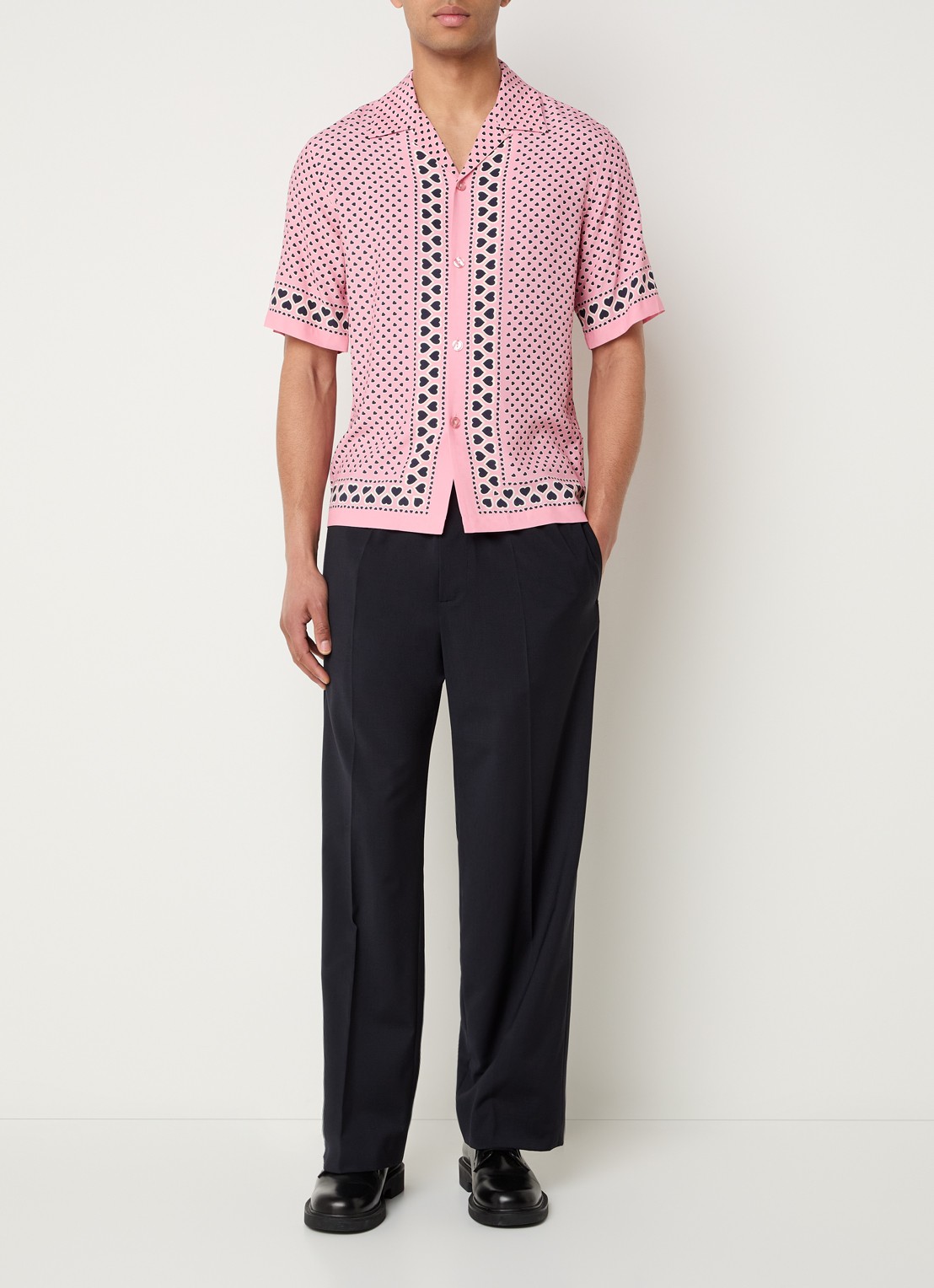 Sandro Regular fit overhemd met print - voorkant 4 koraalroze