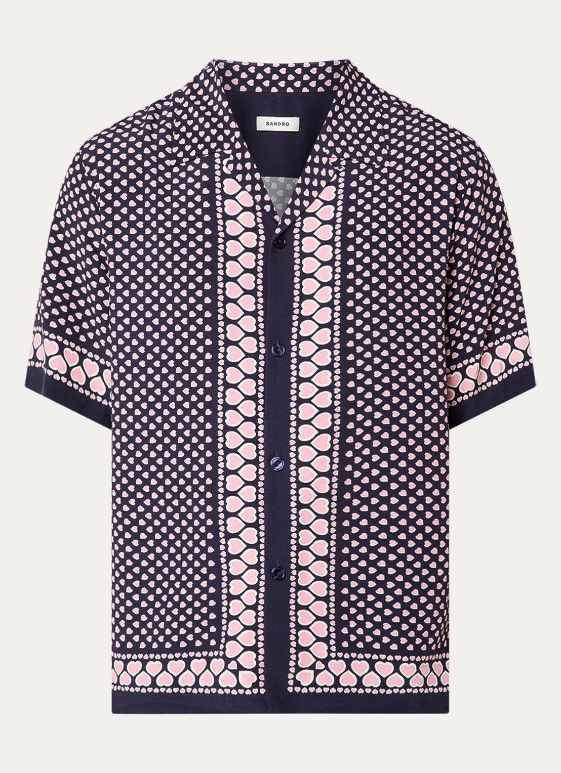 Sandro Regular fit overhemd met print - voorkant 3 donkerblauw