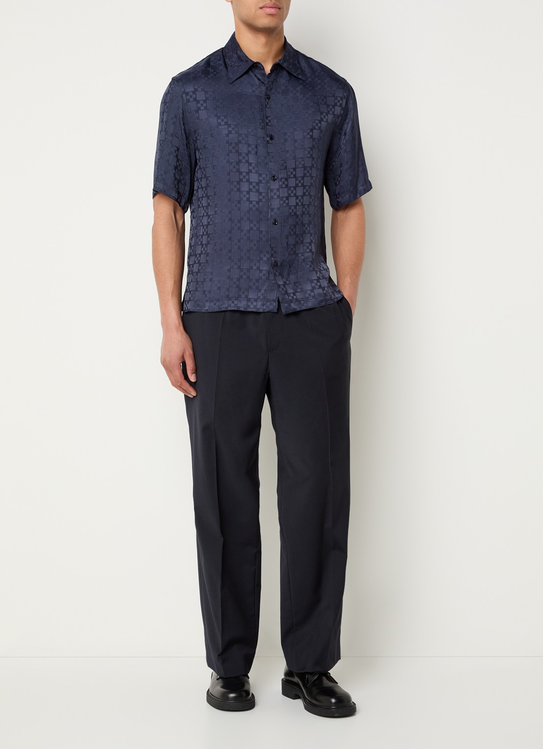 Sandro Regular fit overhemd met print - voorkant 4 donkerblauw