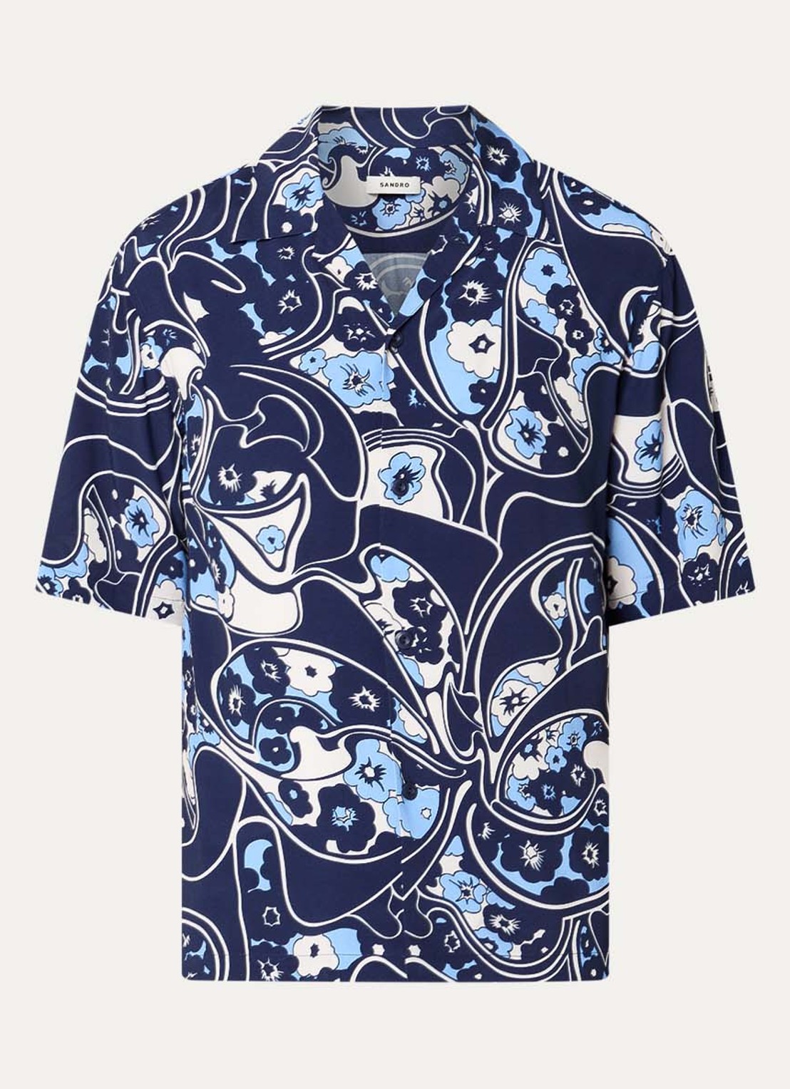 Sandro Regular fit overhemd met print - voorkant 3 donkerblauw