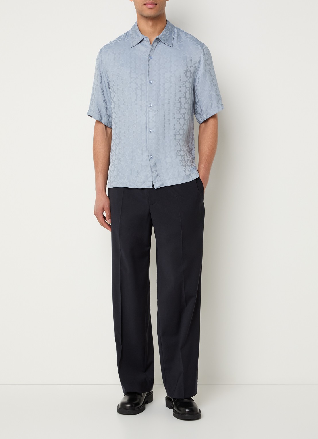 Sandro Regular fit overhemd met print - voorkant 2 blauwgrijs