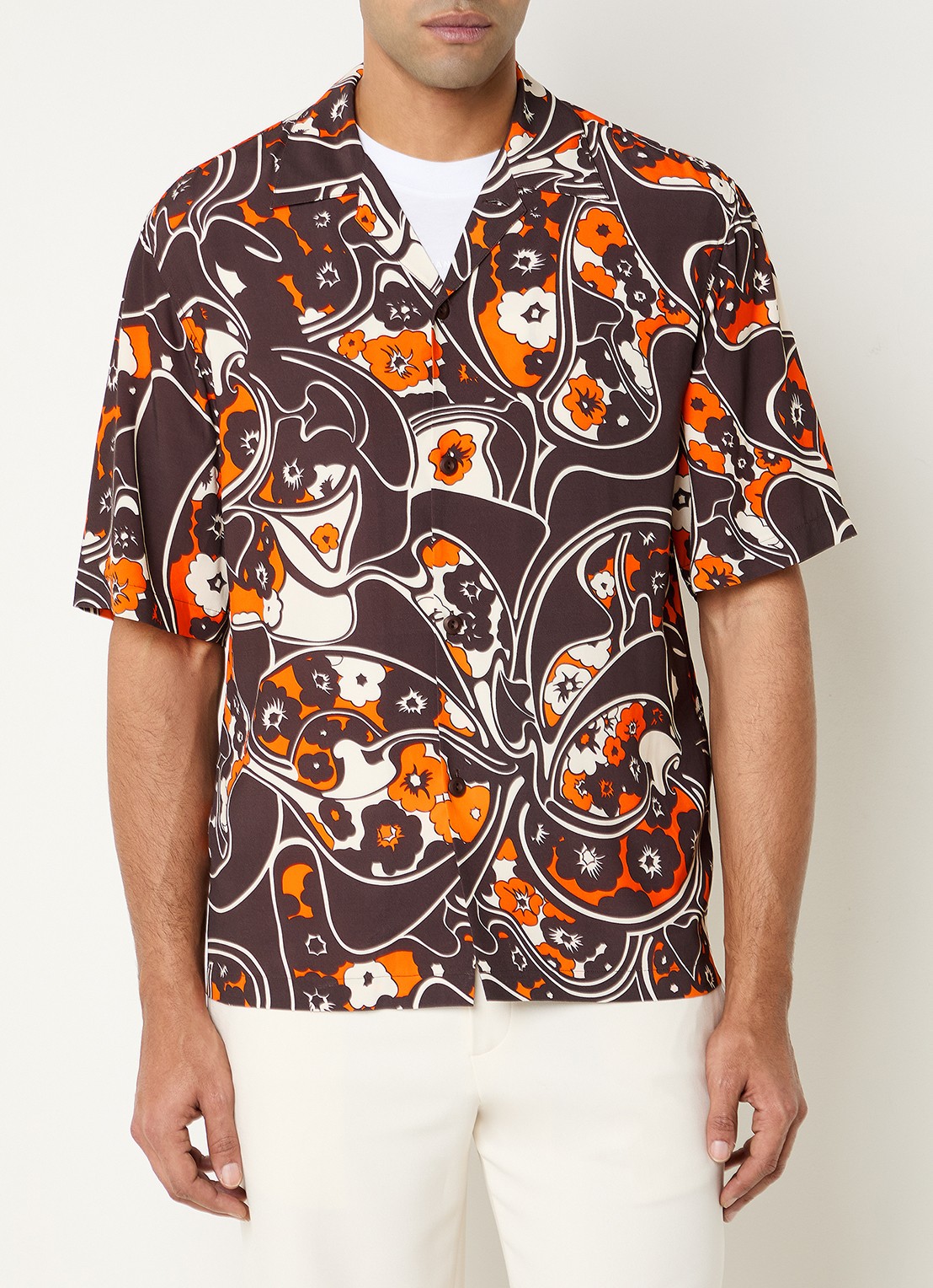 Sandro Regular fit overhemd met print - detail 4 donkerbruin