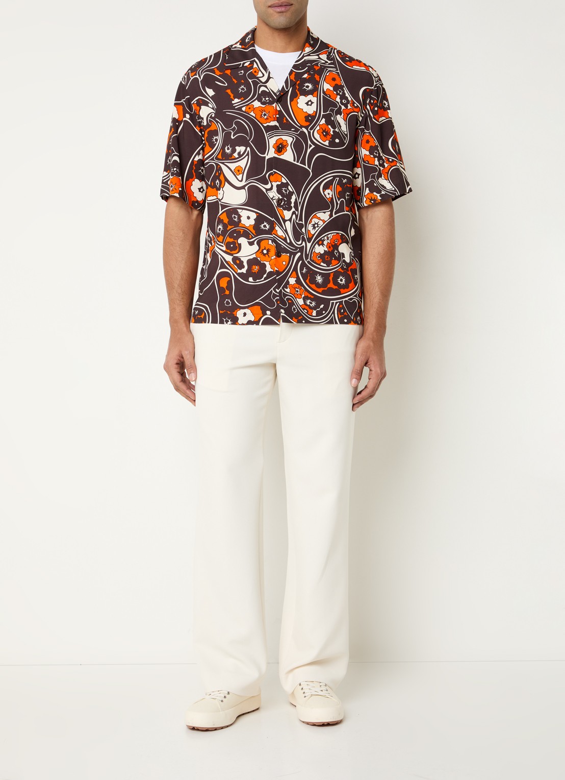 Sandro Regular fit overhemd met print - voorkant 3 donkerbruin