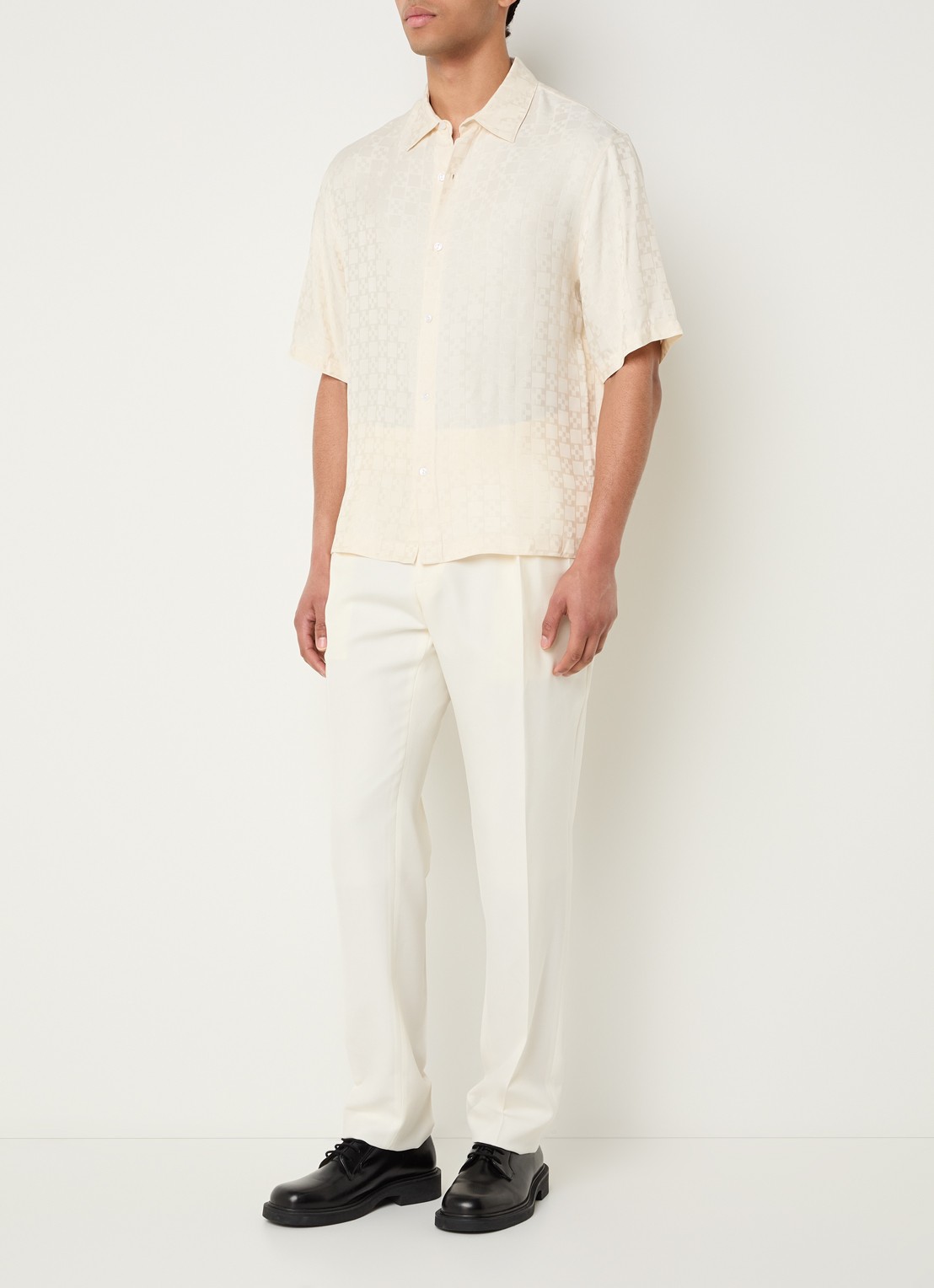 Sandro Regular fit overhemd met print - voorkant 3 creme