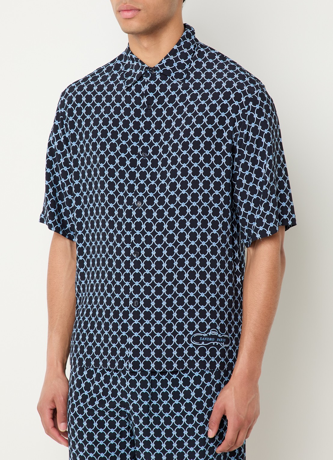 Sandro Regular fit overhemd met print - detail 2 donkerblauw