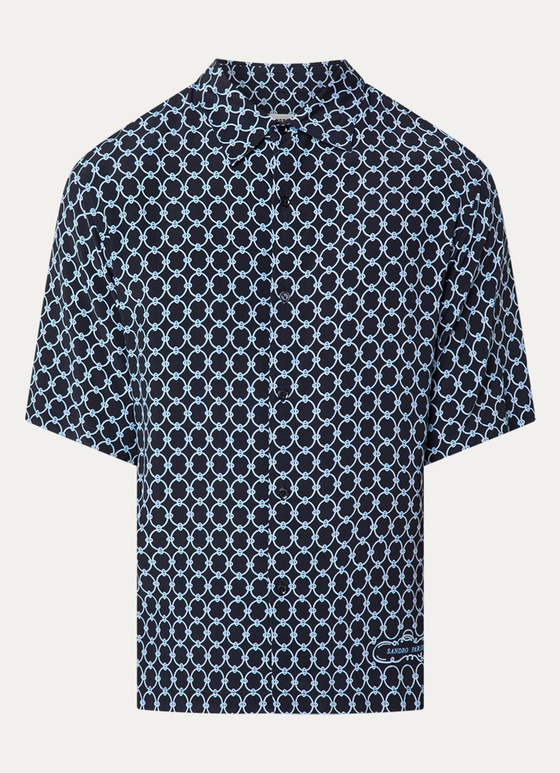 Sandro Regular fit overhemd met print - voorkant 3 donkerblauw