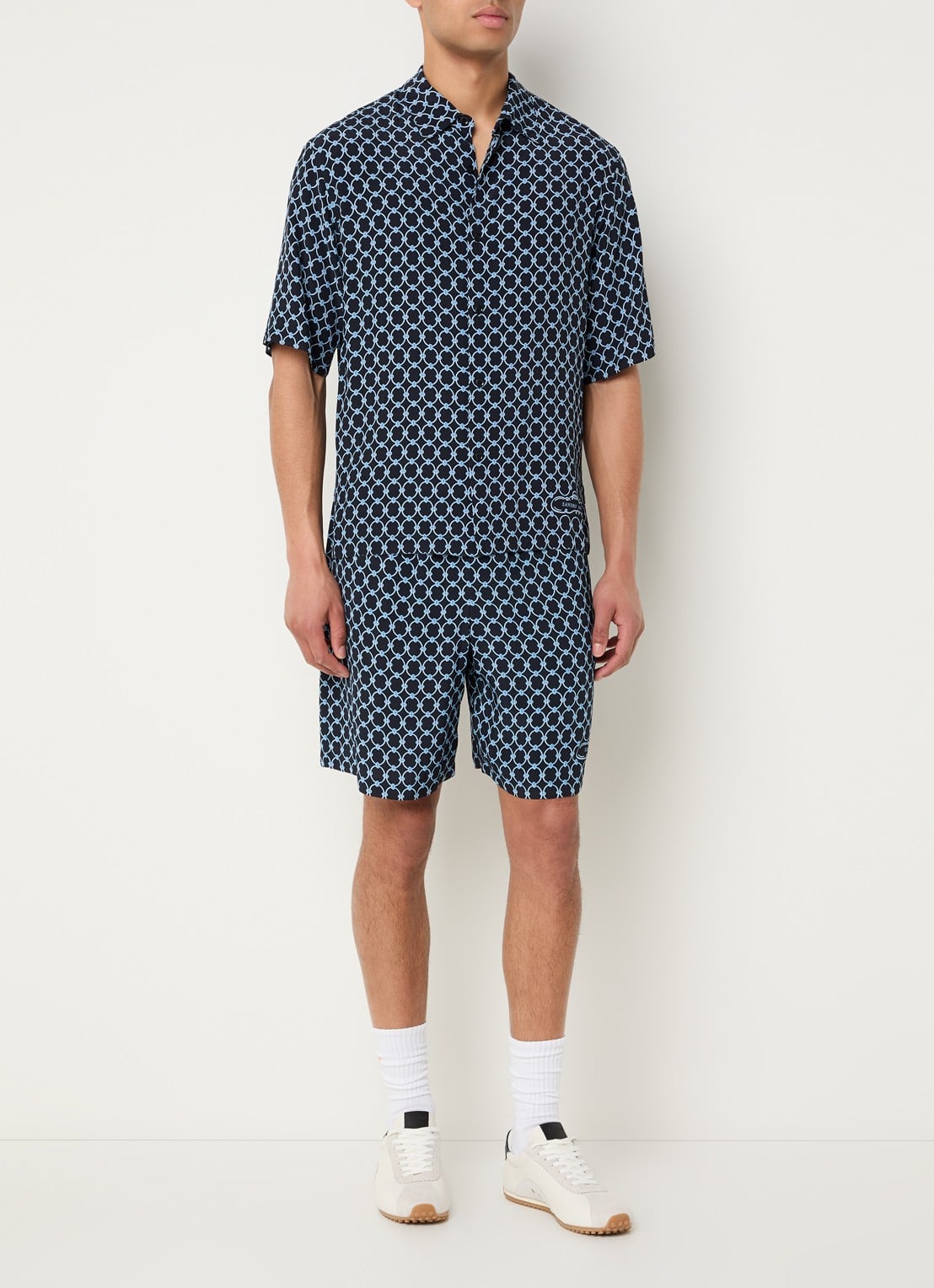 Sandro Regular fit overhemd met print - voorkant 4 donkerblauw