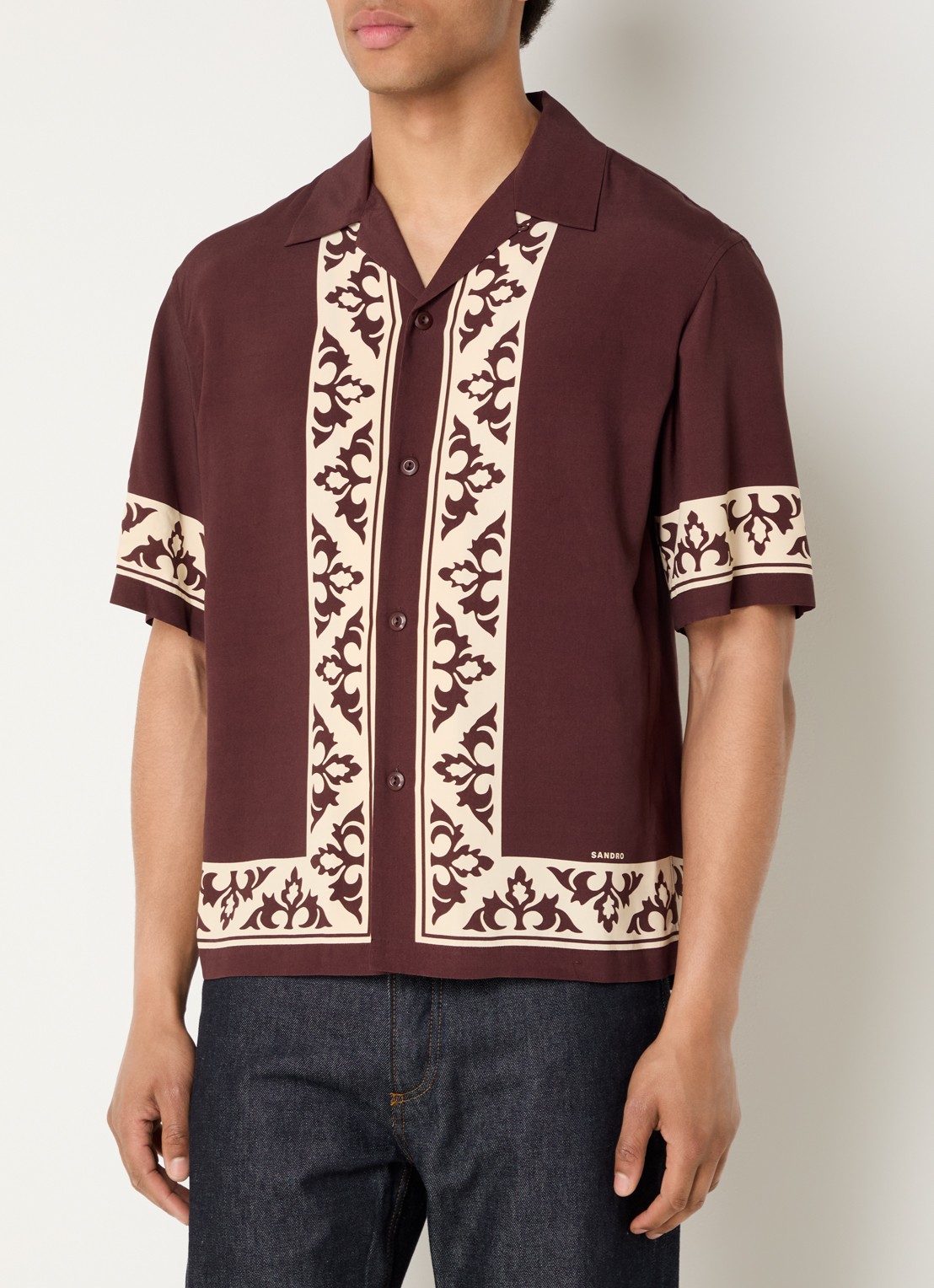 Sandro Regular fit overhemd met print - detail 2 bruin