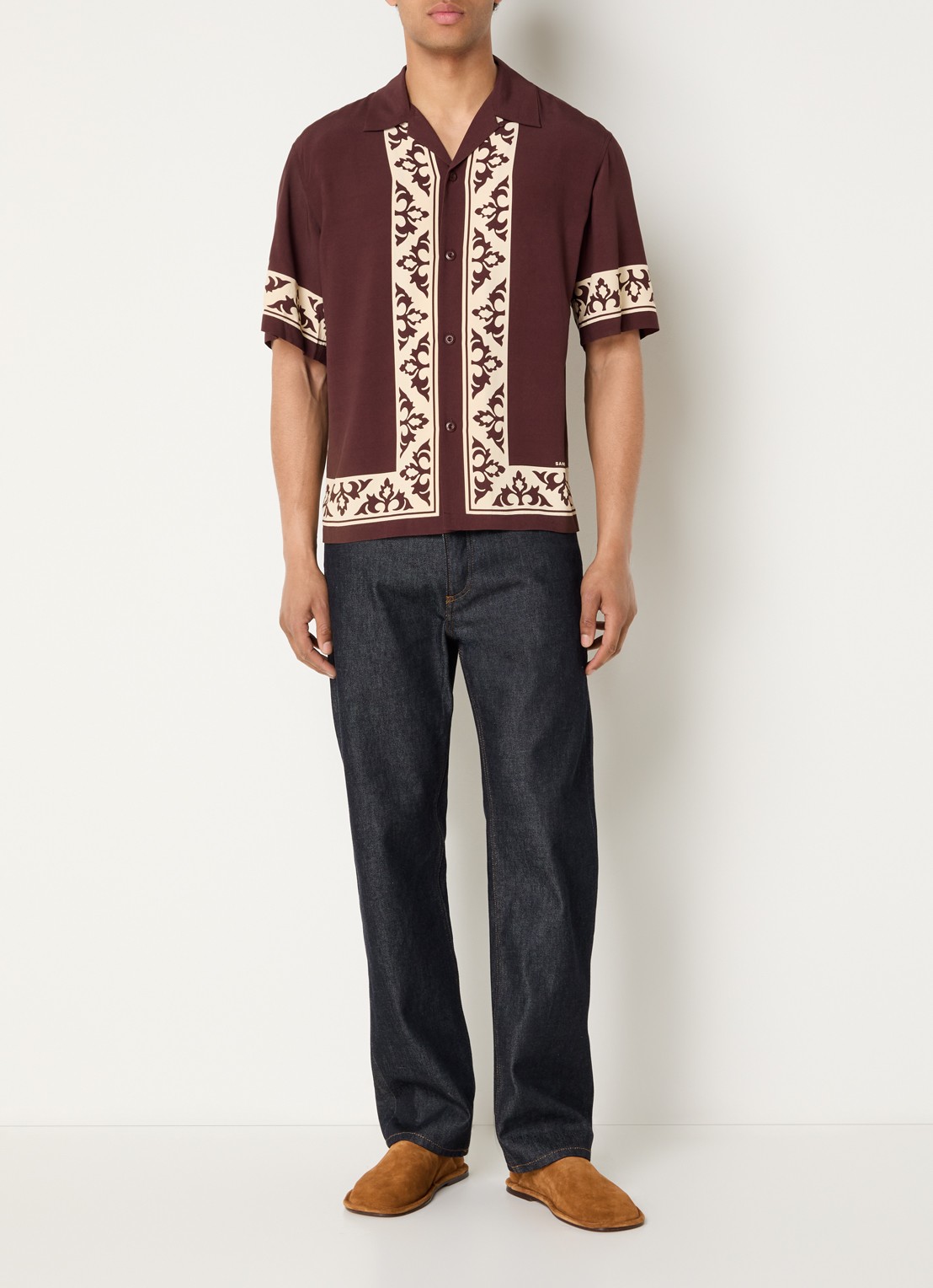 Sandro Regular fit overhemd met print - voorkant 4 bruin