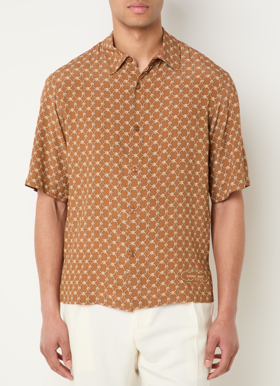 Sandro Regular fit overhemd met print - detail 4 bruin