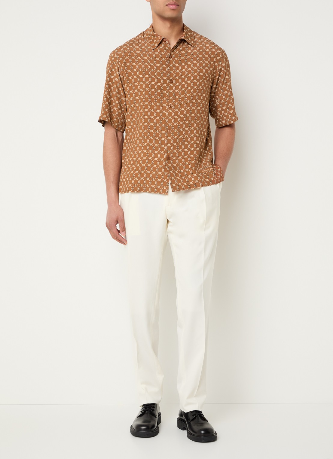 Sandro Regular fit overhemd met print - voorkant 2 bruin