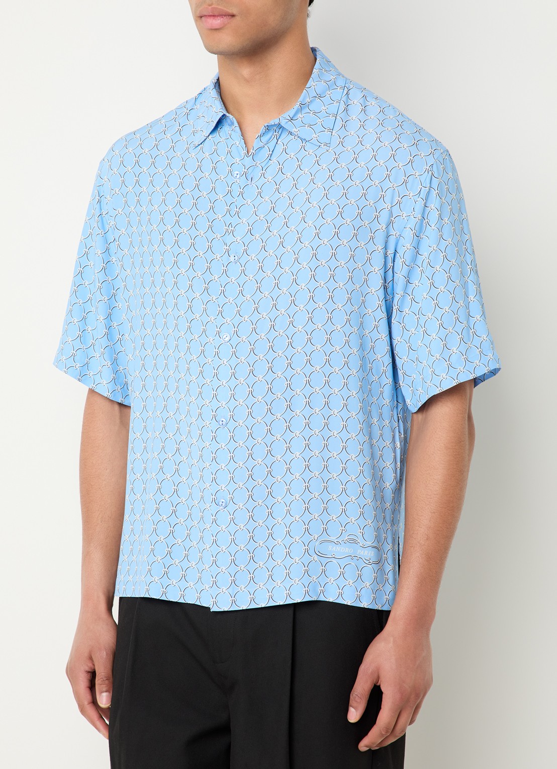 Sandro Regular fit overhemd met print - detail 3 blauwgrijs