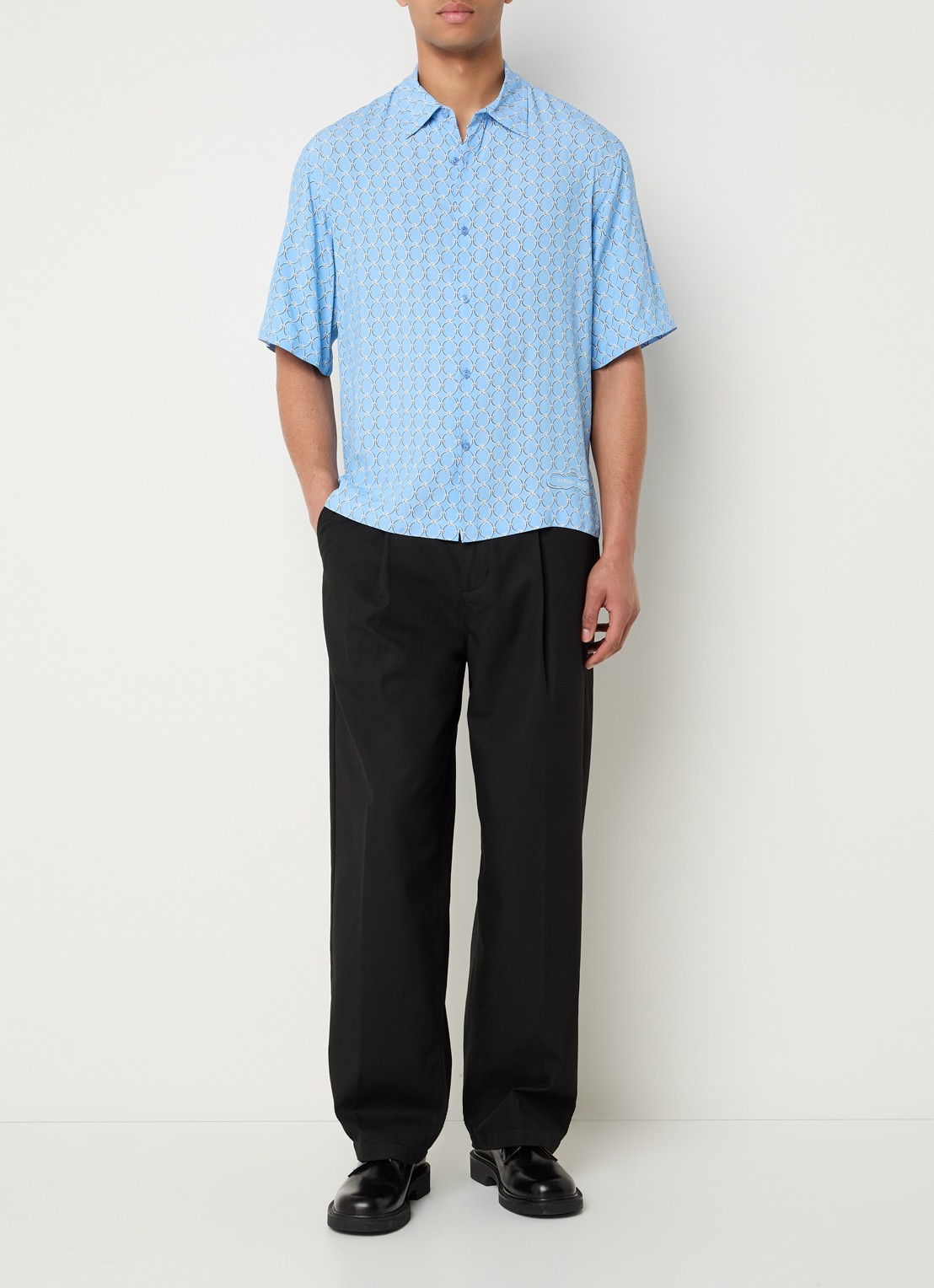 Sandro Regular fit overhemd met print - voorkant 2 blauwgrijs