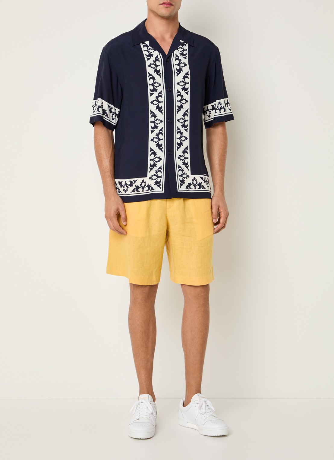 Sandro Regular fit overhemd met print - voorkant 3 donkerblauw
