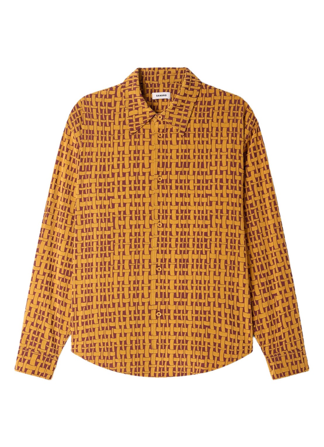 Sandro Regular fit overhemd met print - voorkant mosterd