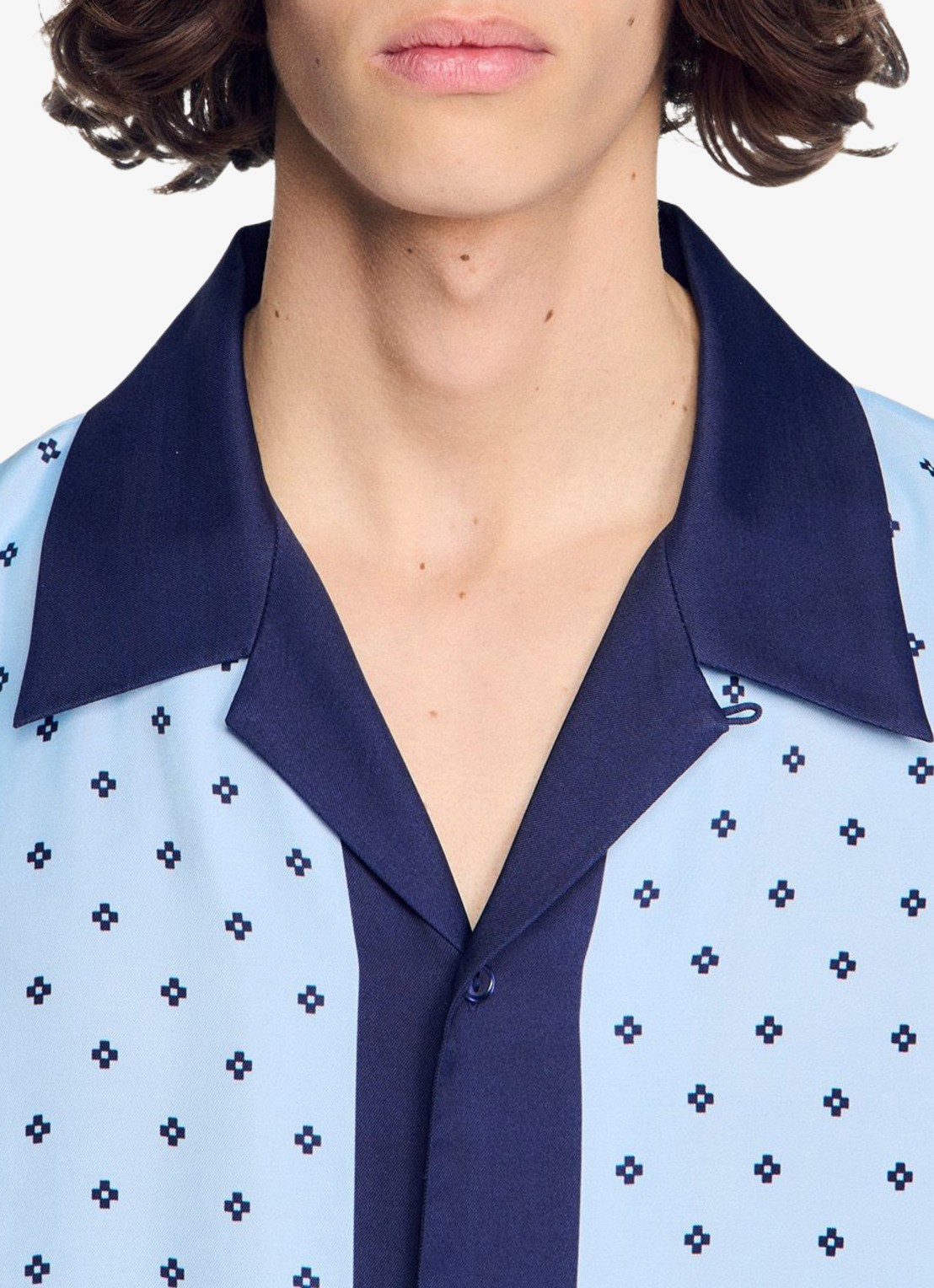 Sandro Regular fit overhemd met print - detail 5 lichtblauw
