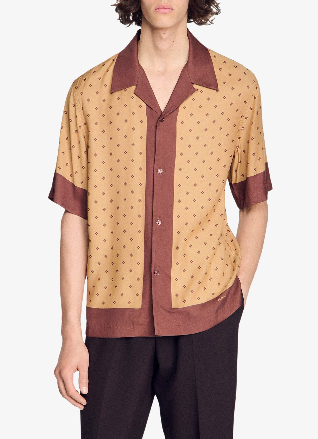 Sandro Regular fit overhemd met print - detail 3 camel