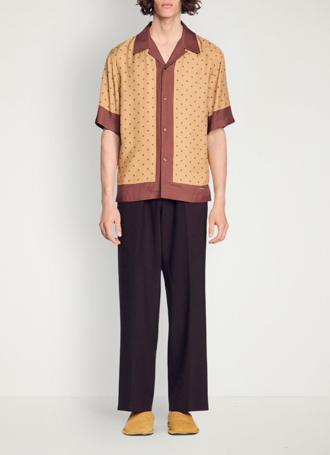 Sandro Regular fit overhemd met print - voorkant 2 camel