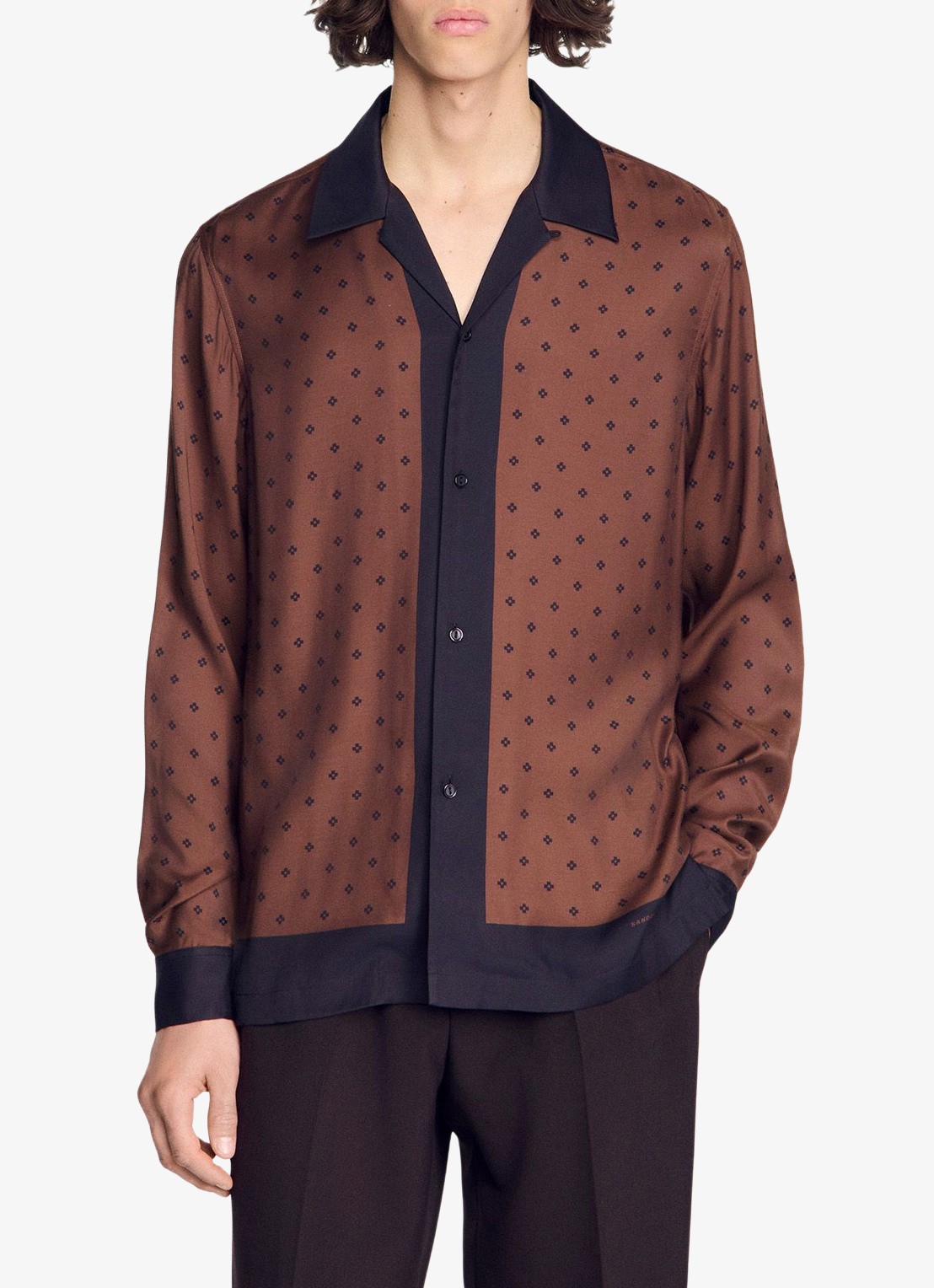 Sandro Regular fit overhemd met print - detail 4 bruin