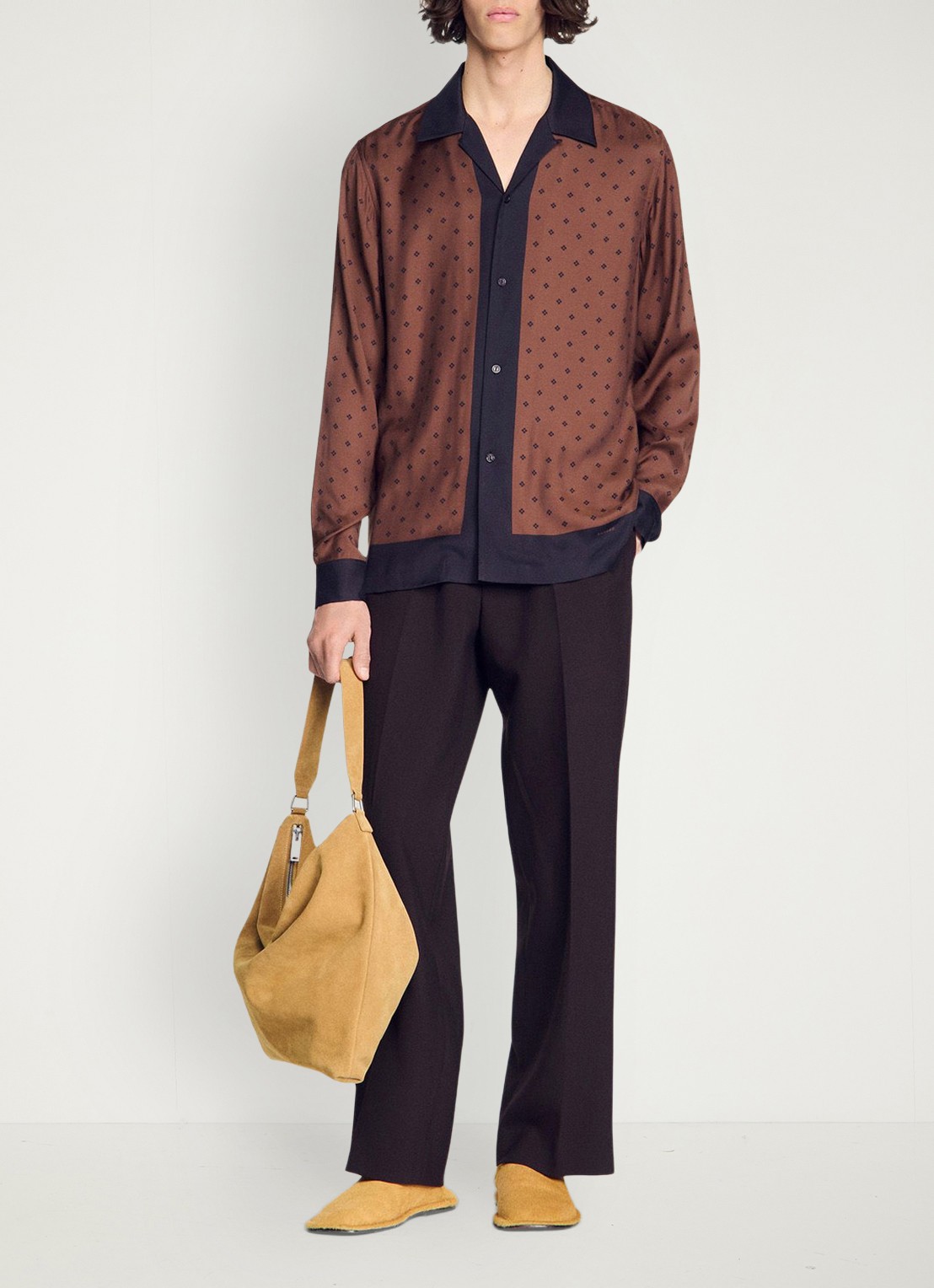 Sandro Regular fit overhemd met print - voorkant 3 bruin