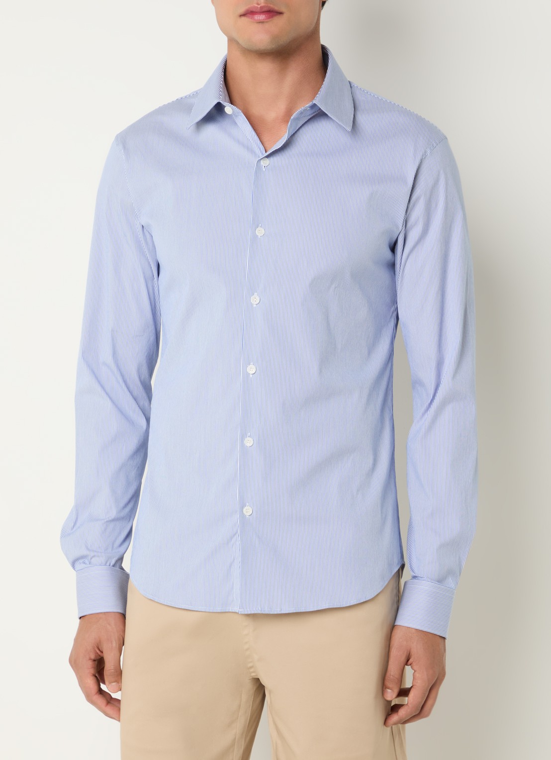 Sandro Regular fit overhemd met streepprint - detail 4 staalblauw
