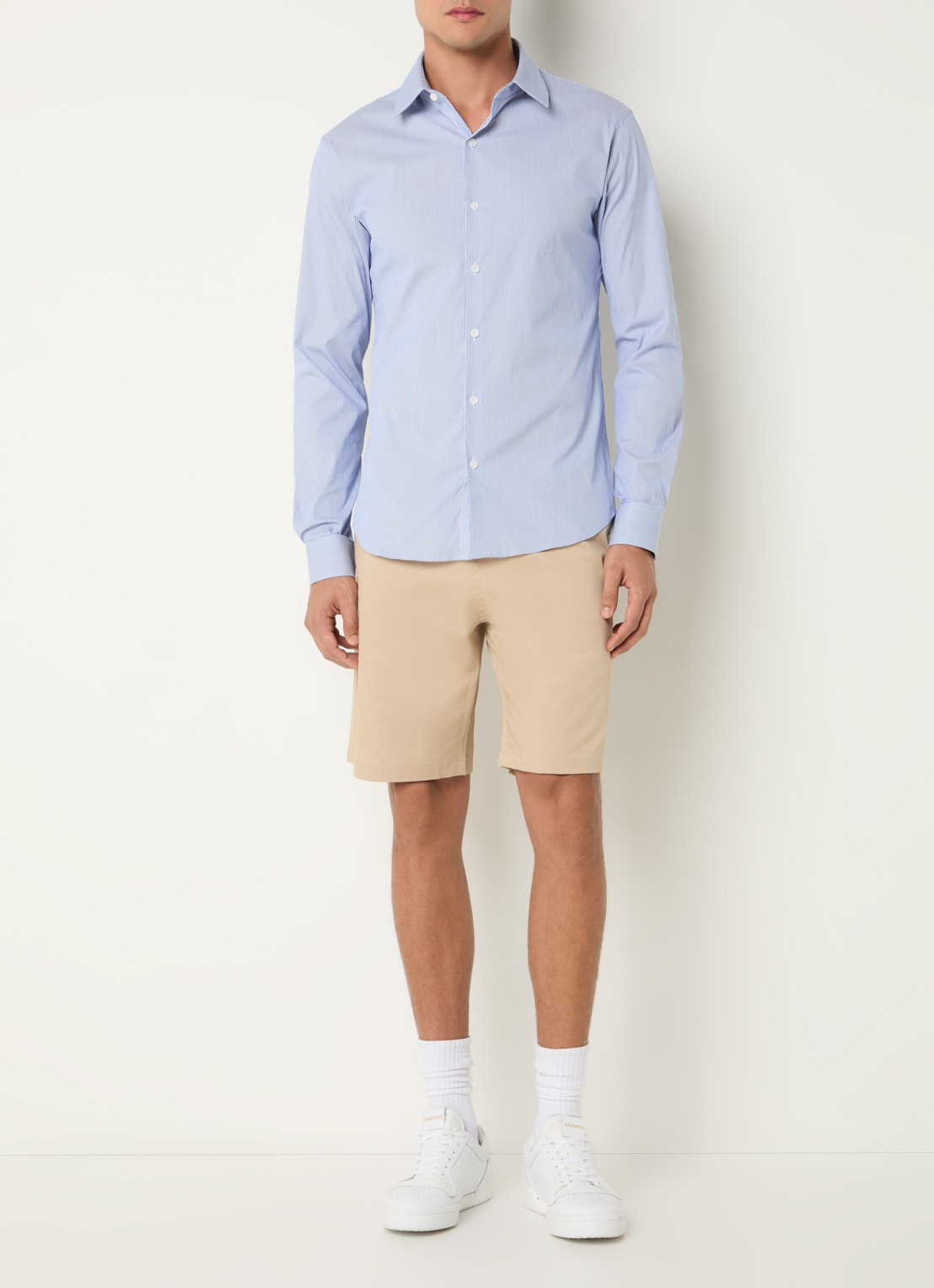 Sandro Regular fit overhemd met streepprint - voorkant 3 staalblauw
