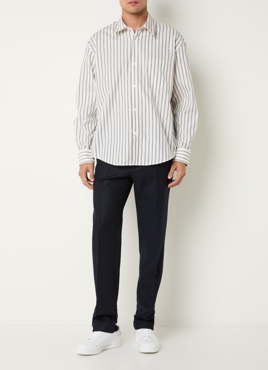 Sandro Regular fit overhemd met streepprint - voorkant 2 gebroken wit