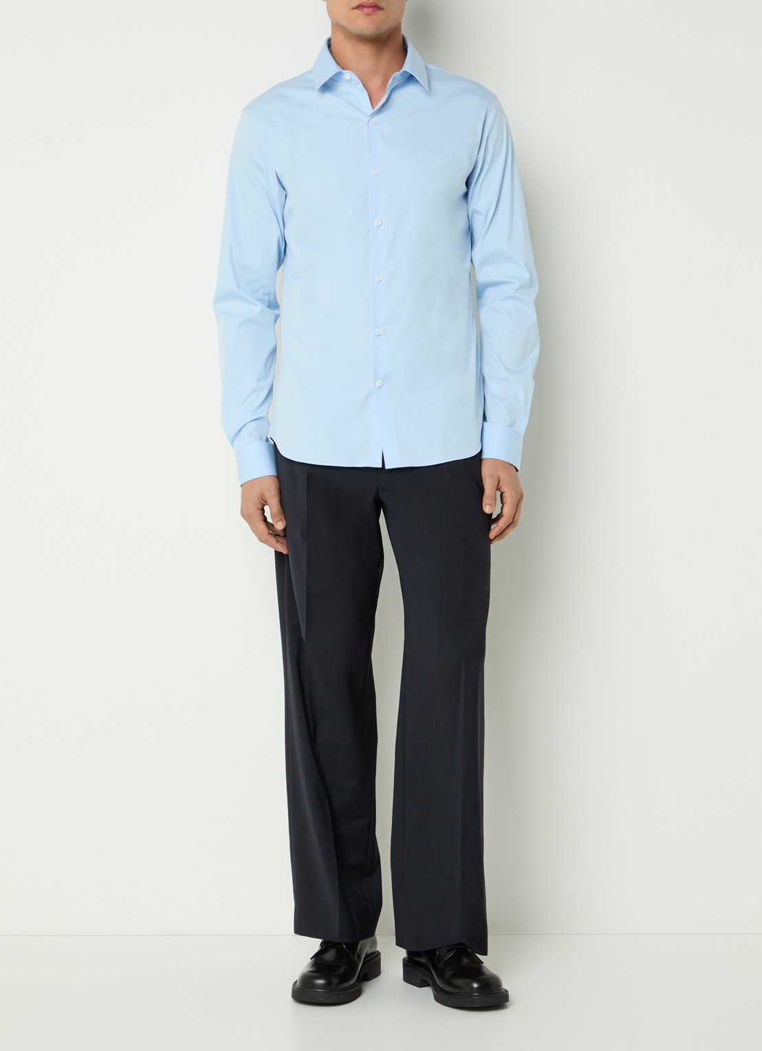 Sandro Regular fit overhemd met stretch - voorkant 3 blauw