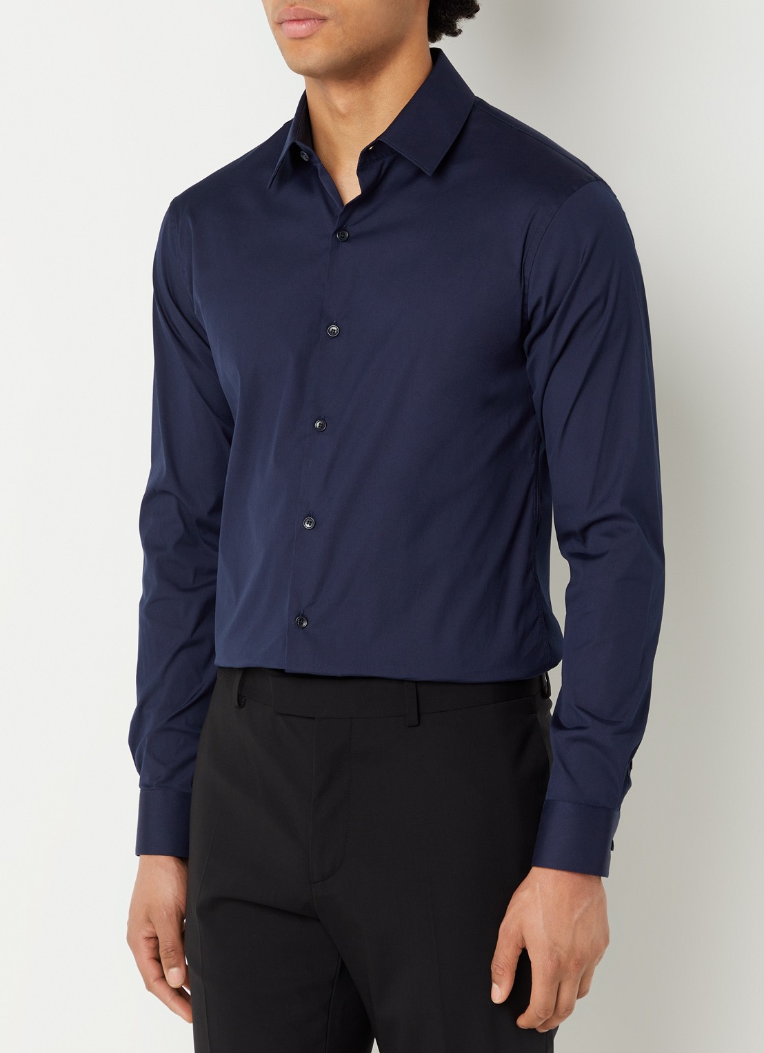 Sandro Regular fit overhemd met stretch - detail 4 lichtblauw