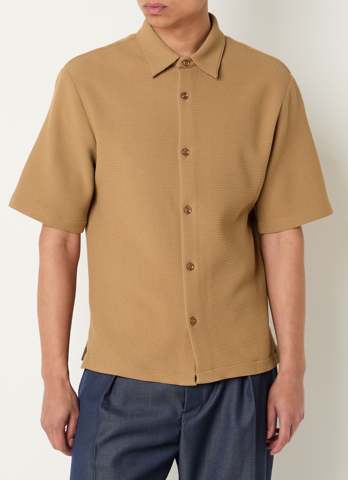 Sandro Regular fit overhemd met stretch - detail 4 camel