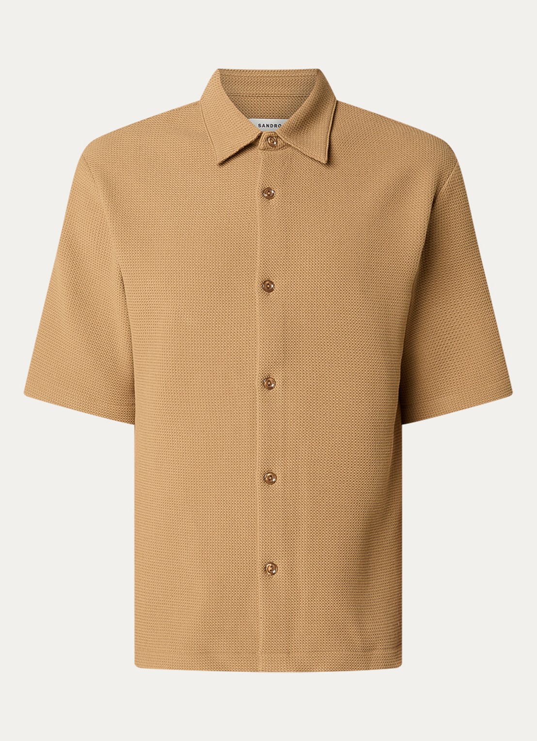 Sandro Regular fit overhemd met stretch - voorkant 2 camel