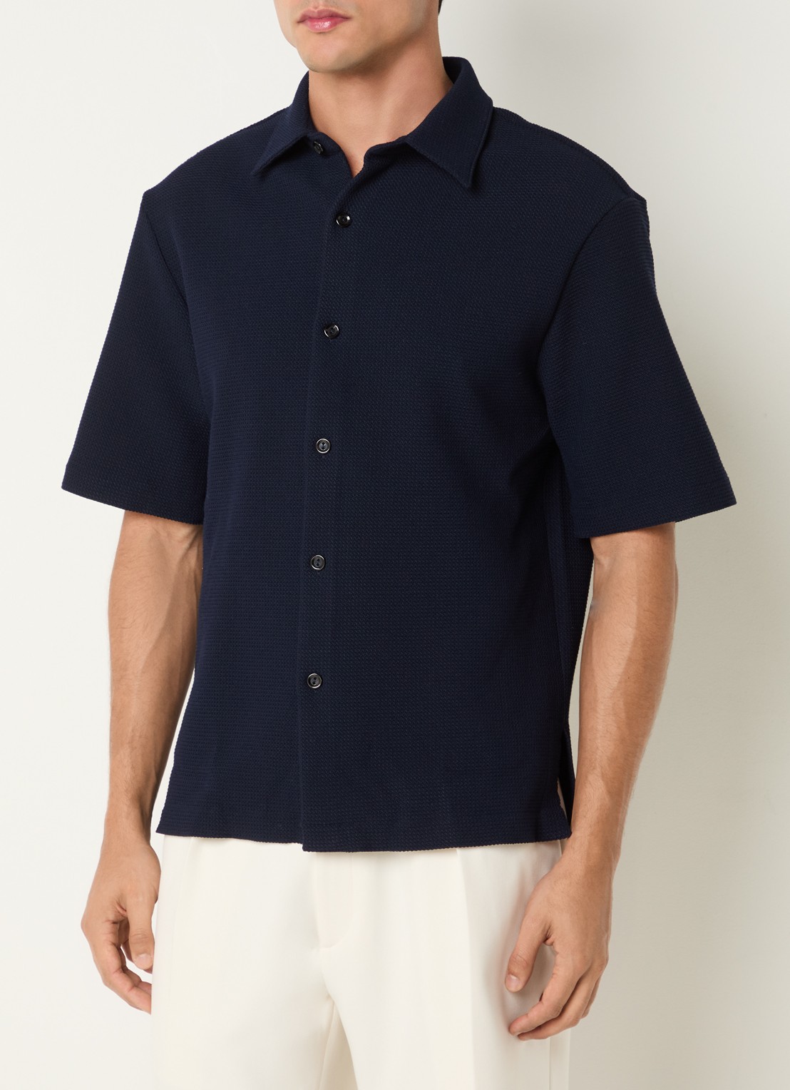 Sandro Regular fit overhemd met stretch - detail 2 donkerblauw
