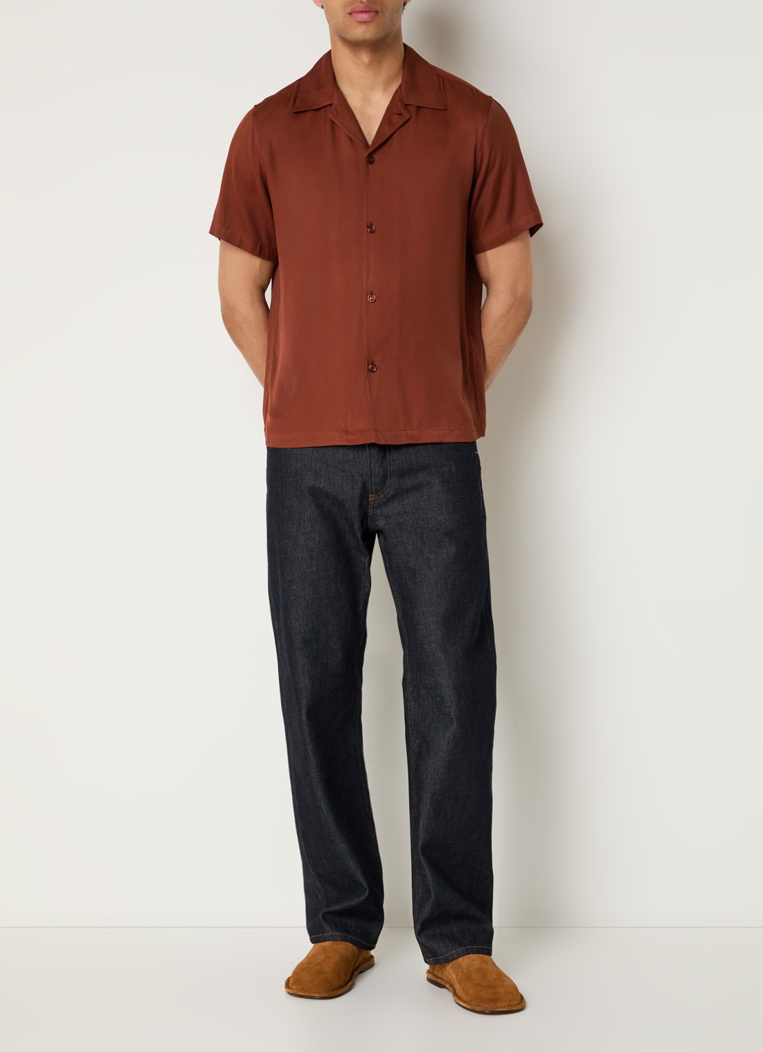 Sandro Regular fit overhemd met V-hals - voorkant 3 steenrood