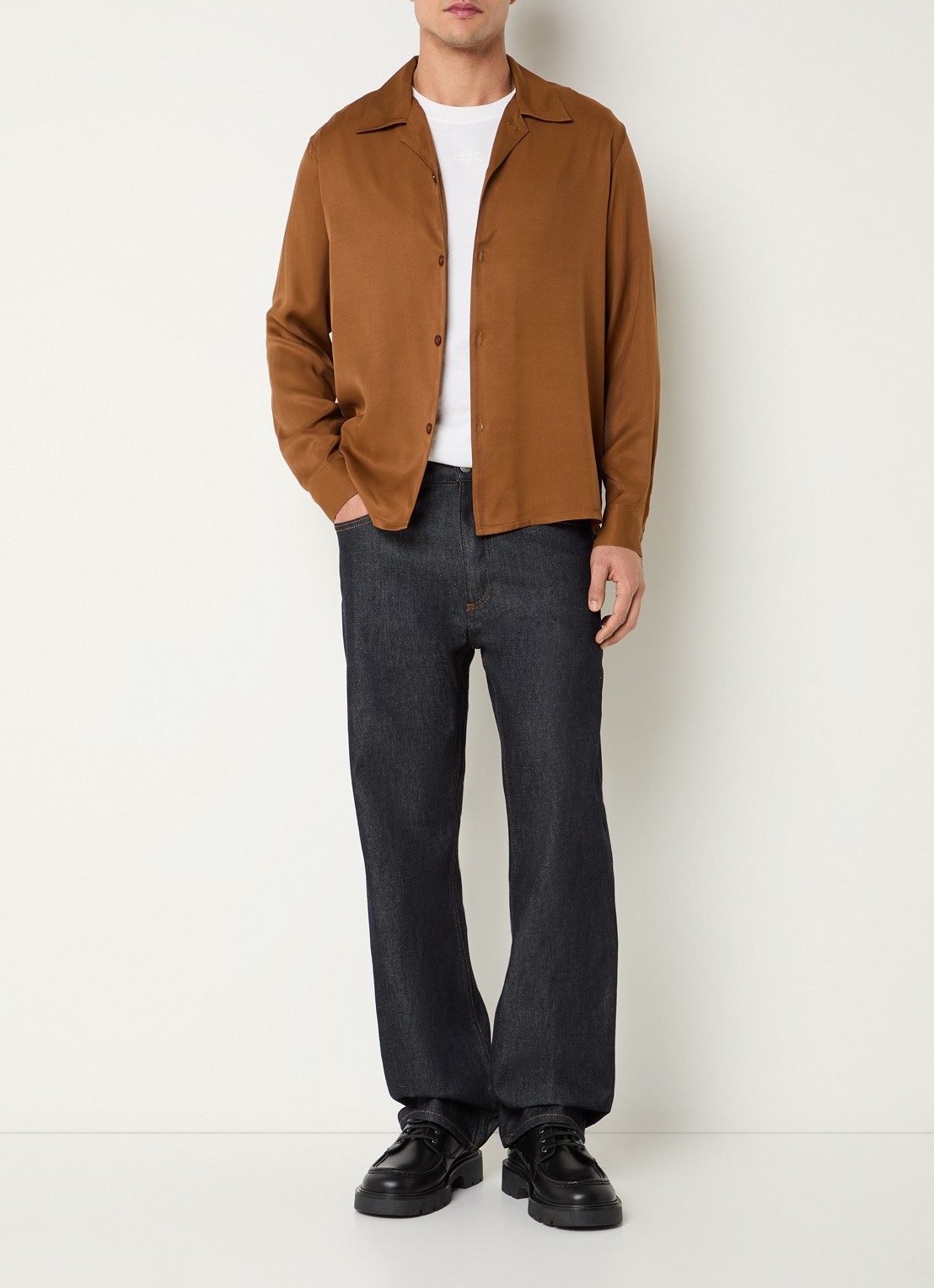 Sandro Regular fit overhemd  - voorkant 4 cognac